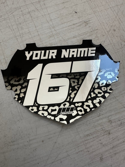 Full Color Chrome BMX Number Plate Decals, Chrome BMX Plate Decals, Chrome BMX Decals