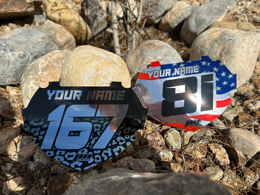 Full Color Chrome BMX Number Plate Decals, Chrome BMX Plate Decals, Chrome BMX Decals