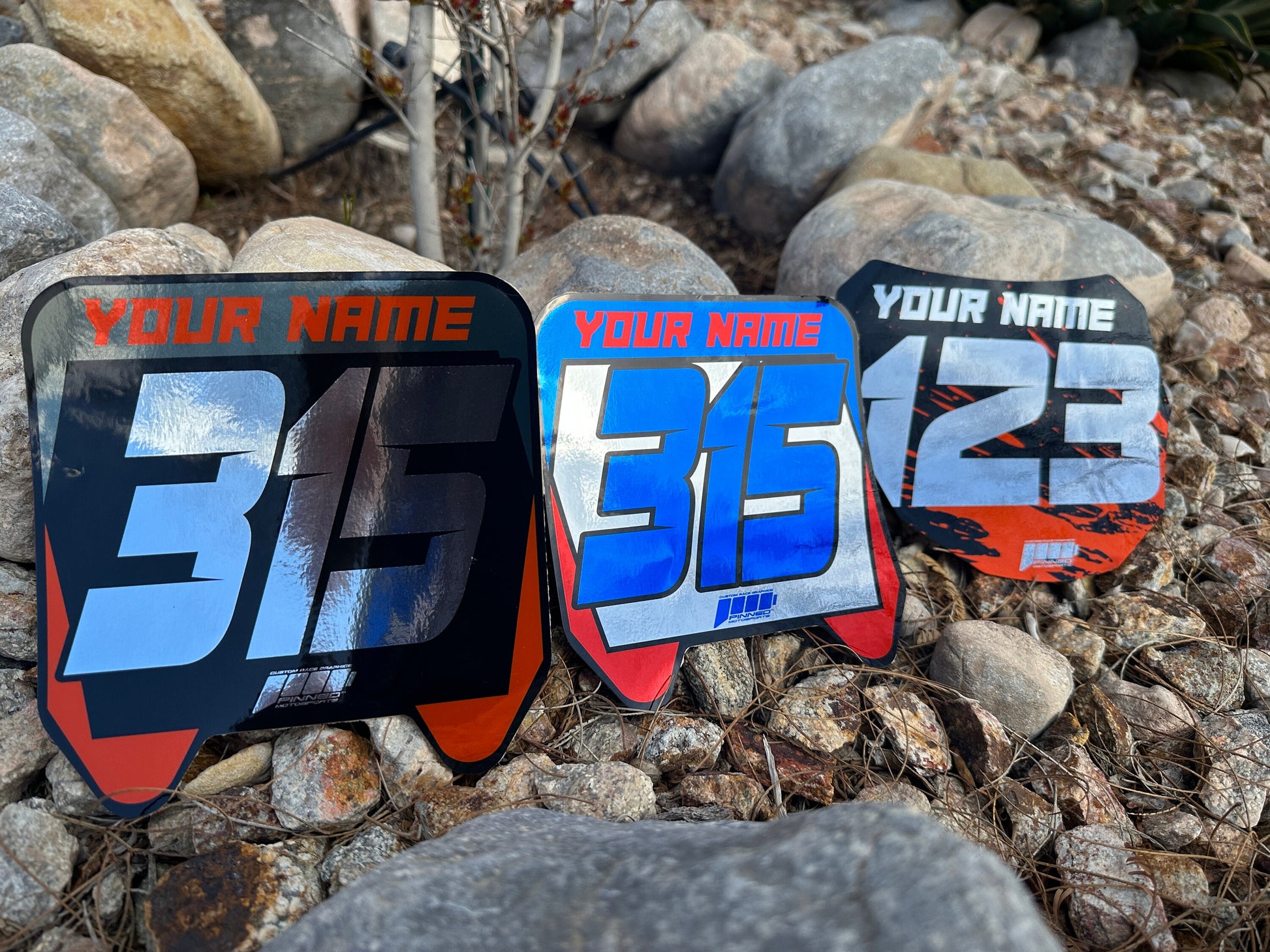 Chrome ODI Downhill Front Plate Decals, Chrome Name Number Plate decals, Fulll Color Chrome ODI MTB Plate Decals