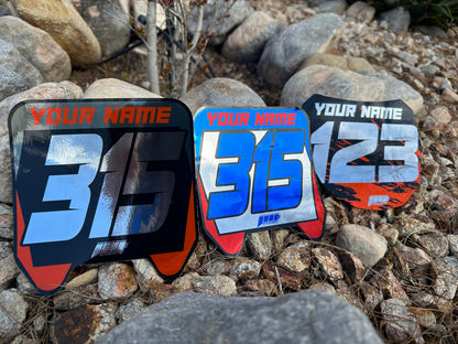 Chrome ODI Downhill Front Plate Decals, Chrome Name Number Plate decals, Fulll Color Chrome ODI MTB Plate Decals