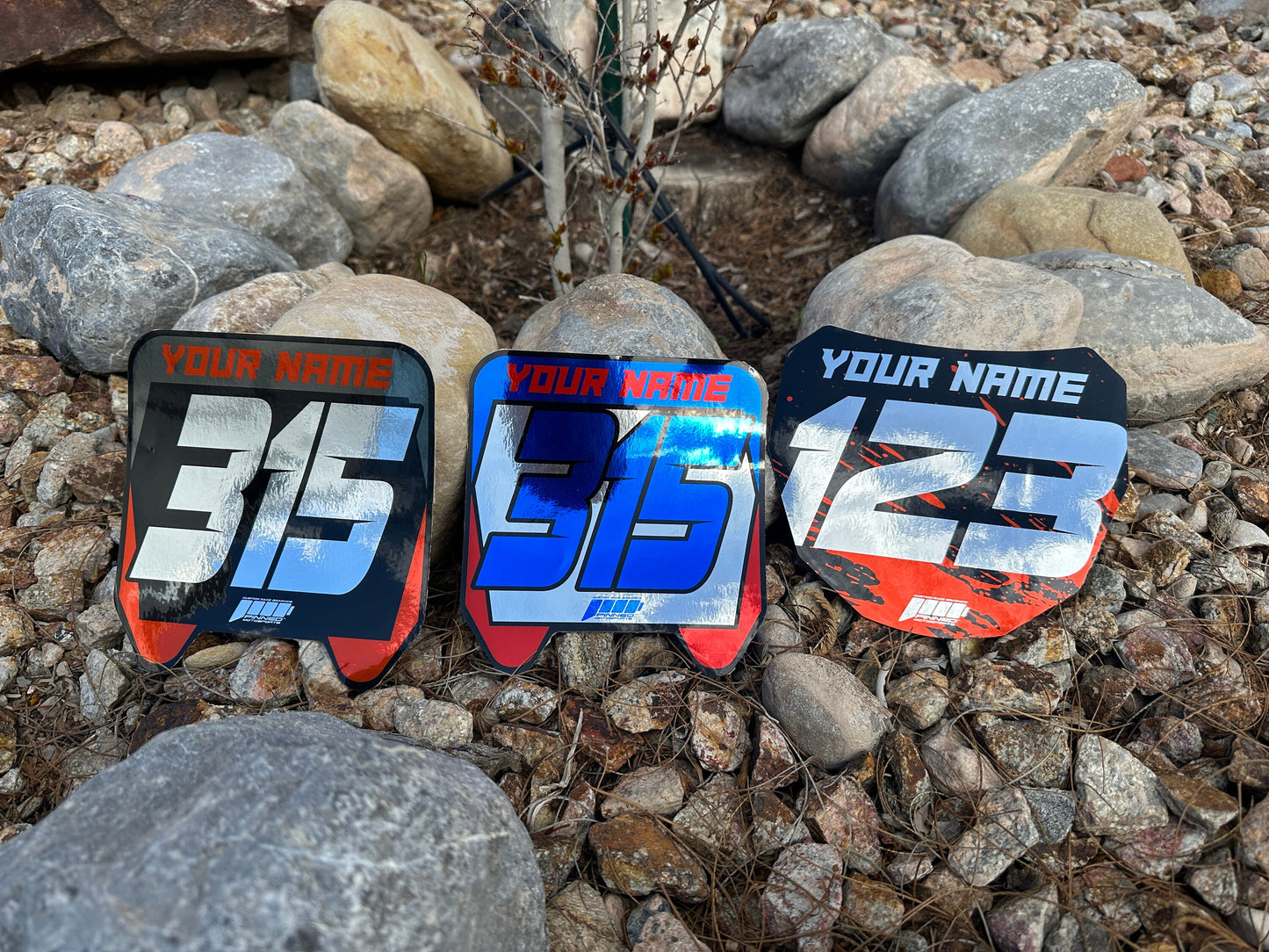 Chrome ODI Downhill Front Plate Decals, Chrome Name Number Plate decals, Fulll Color Chrome ODI MTB Plate Decals