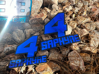 Chrome Name & Number Decals, Metallic Waterproof Racing Stickers, Gold Motorsports Decals