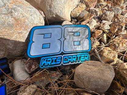 Chrome Name & Number Decals, Metallic Waterproof Racing Stickers, Gold Motorsports Decals