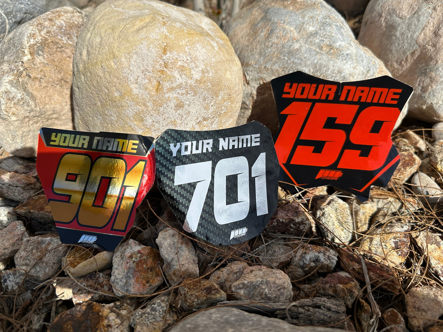 Chrome Mini Plate Decals, Metallic Number Plate decal, Chrome Motocross Plate Decals