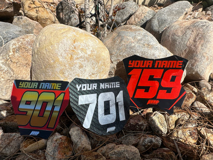 Chrome Mini Plate Decals, Metallic Number Plate decal, Chrome Motocross Plate Decals