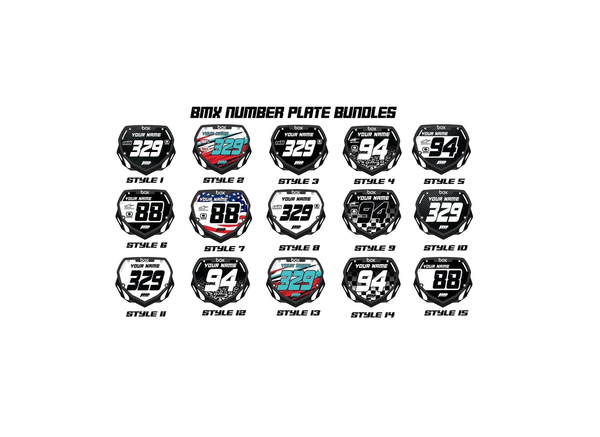 BMX Number Plate Bundle, Custom Box Plate decals, Box BMX Plate Decals, BMX Decals