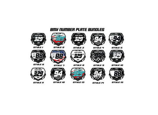 BMX Number Plate Bundle, Custom Box Plate decals, Box BMX Plate Decals, BMX Decals