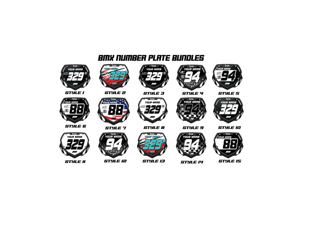 BMX Number Plate Bundle, Custom Box Plate decals, Box BMX Plate Decals, BMX Decals