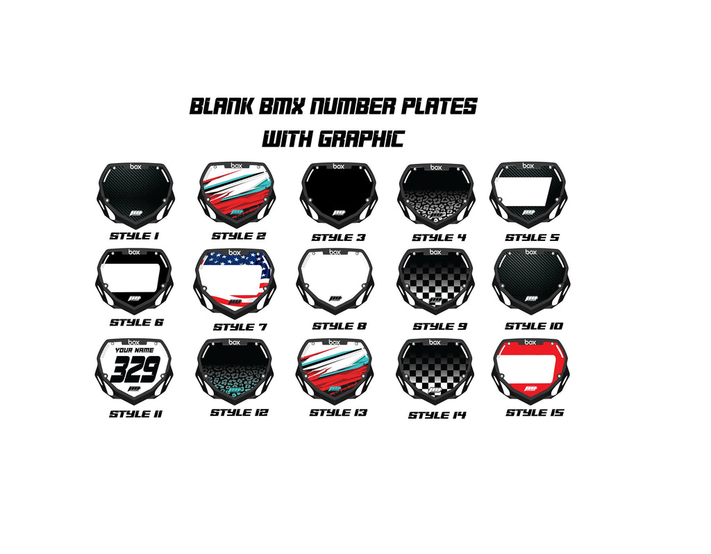 Blank BMX Number Plate Decal w Graphic, Custom Box Plate decals, Box BMX Plate Decals