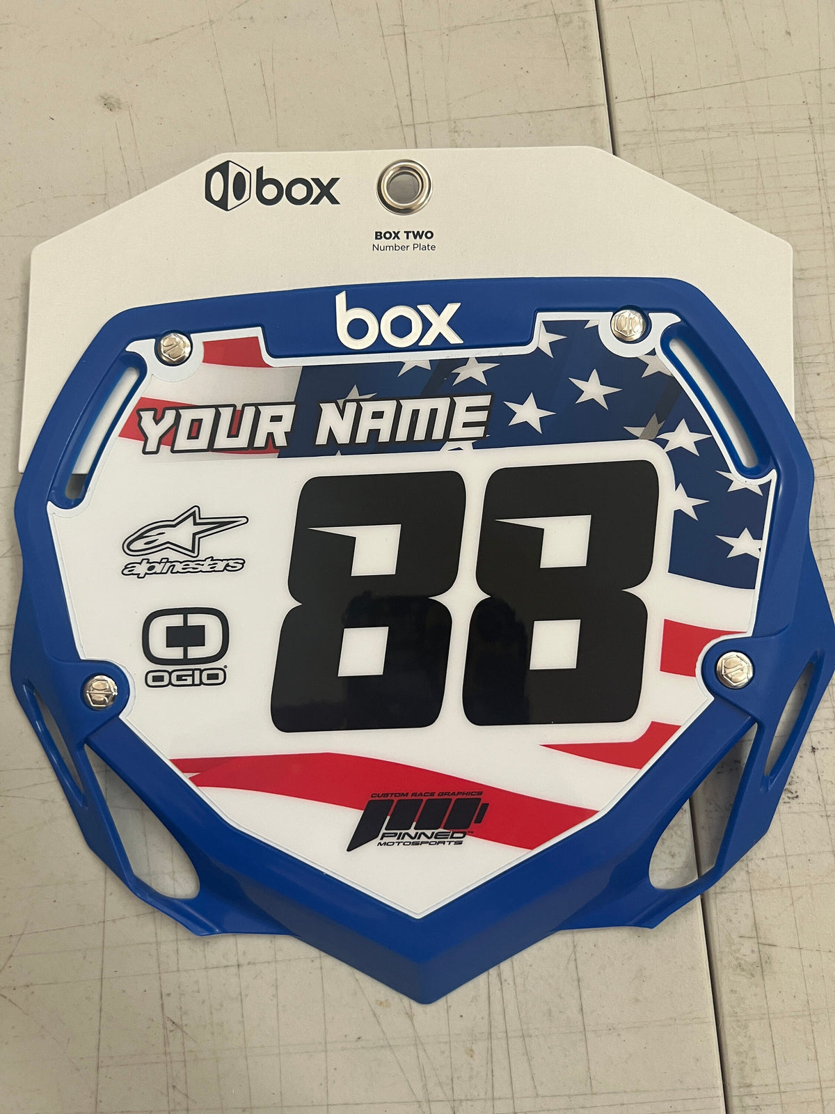 Blank BMX Number Plate Decal w Graphic, Custom Box Plate decals, Box BMX Plate Decals
