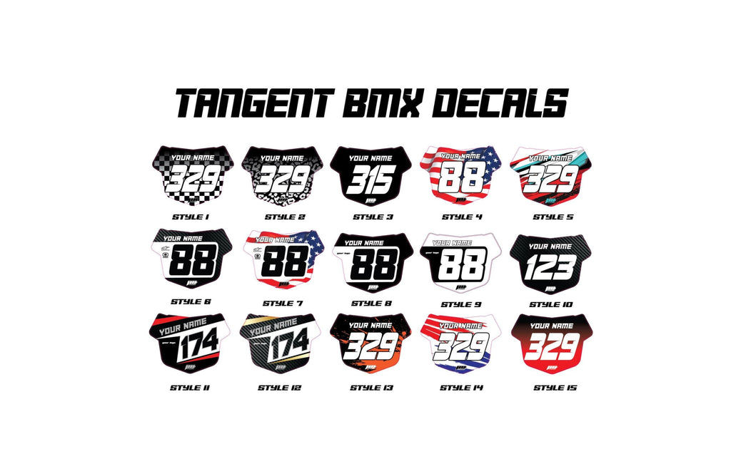Tangent BMX Style Graphics, Tangent Plate Decals, Personalized Number Plate Graphics