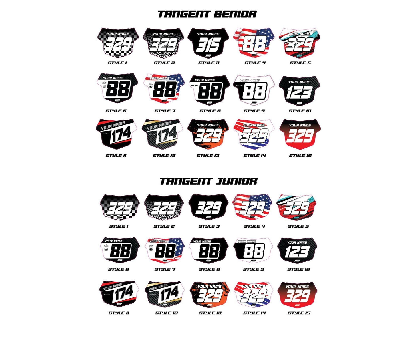 Tangent BMX Style Graphics, Tangent Plate Decals, Personalized Number Plate Graphics