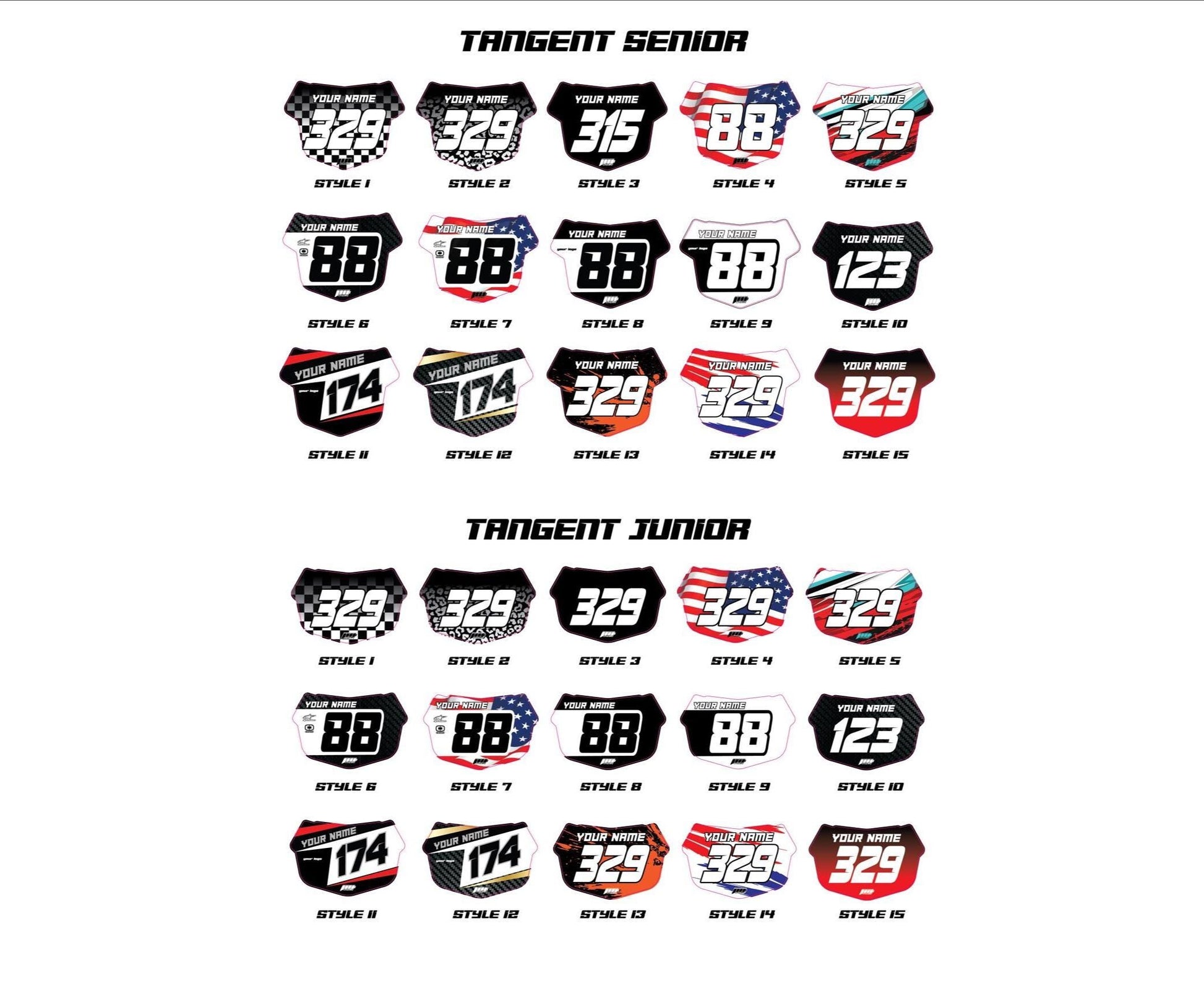 Tangent BMX Style Graphics, Tangent Plate Decals, Personalized Number Plate Graphics