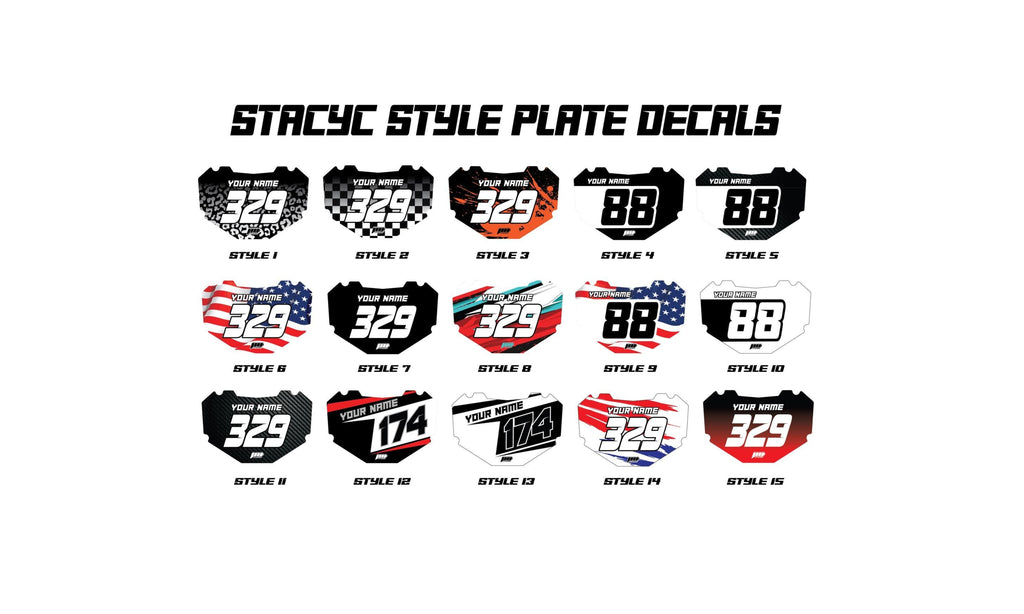 Stacyc Style Plate Graphics | Number Plate Decals | Personalized Plate Decals