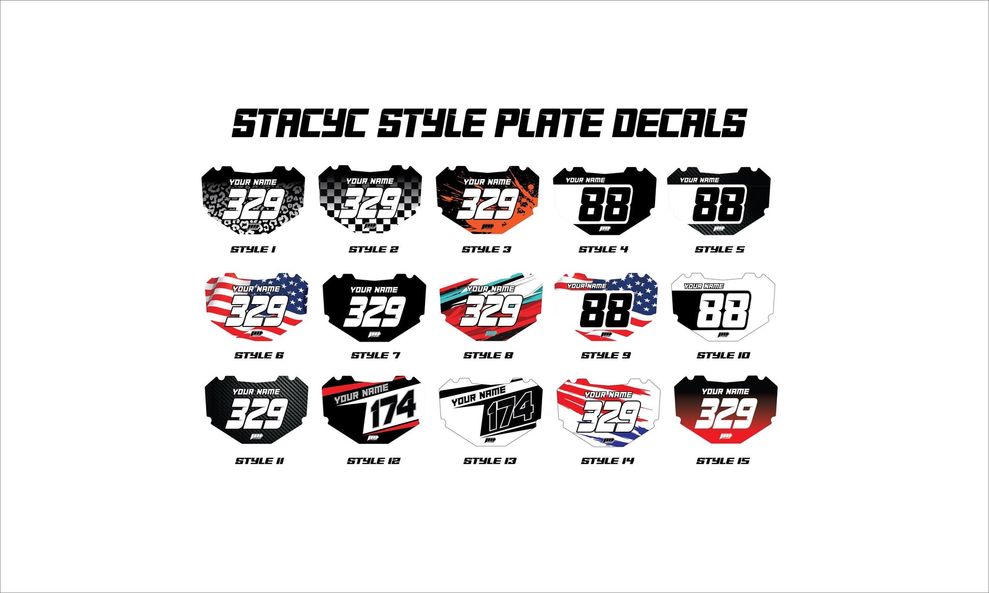Stacyc Style Plate Graphics | Number Plate Decals | Personalized Plate Decals