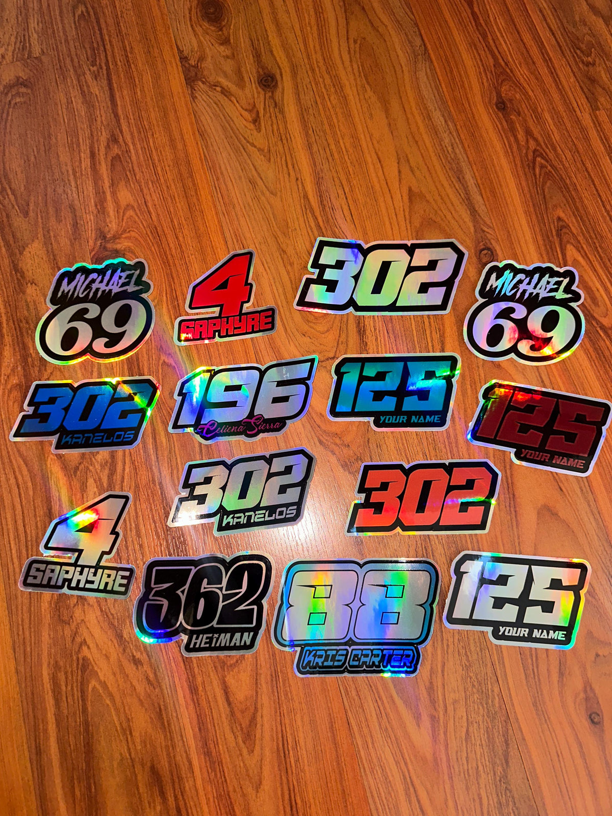 Holographic Name & Number Decals, Holographic Stickers, Personalized Decal Set