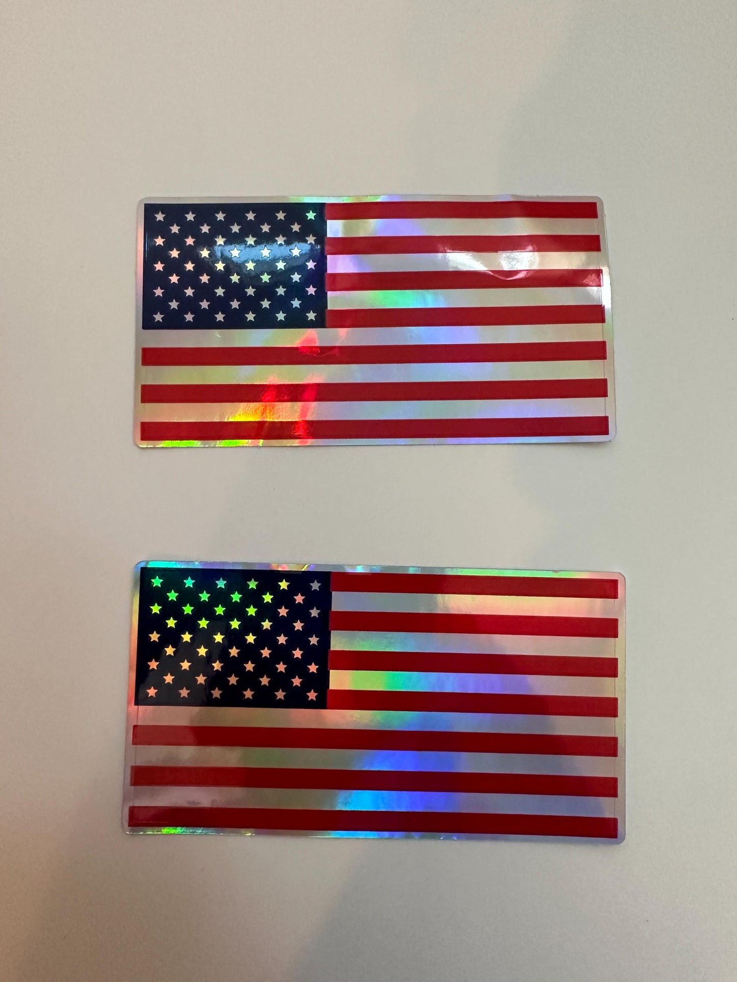 Holographic USA Flag Decal: Waterproof American Bumper Sticker