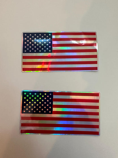 Holographic USA Flag Decal: Waterproof American Bumper Sticker