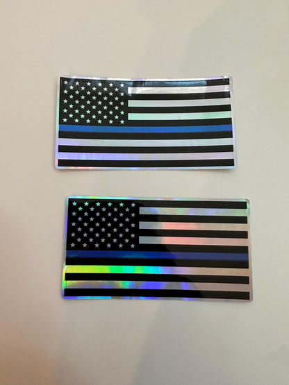 Holographic USA Flag Decal: Waterproof American Bumper Sticker