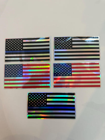 Holographic USA Flag Decal: Waterproof American Bumper Sticker