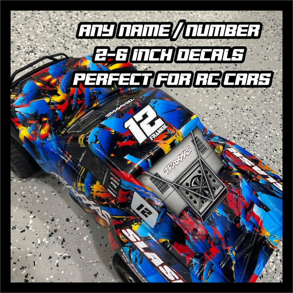 Custom RC Decals | Name & Number Decals | Personalized Decal Set