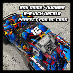 Custom RC Decals | Name & Number Decals | Personalized Decal Set