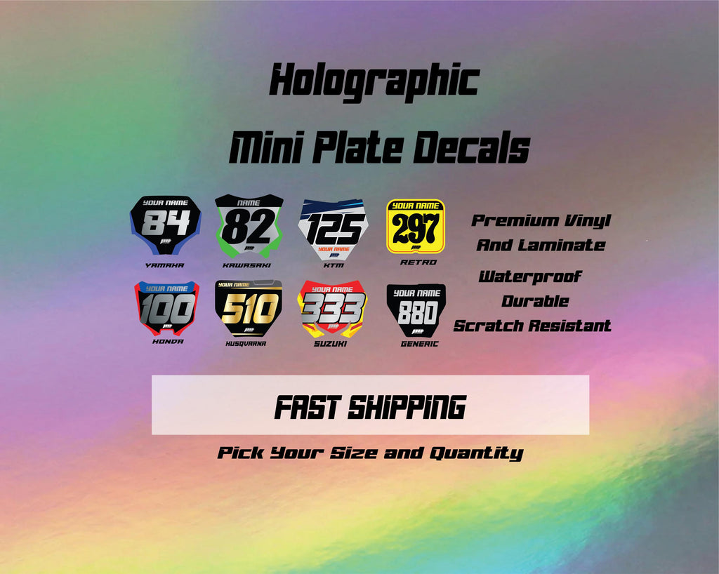 4" Holographic Mini Plate Decals / Holographic Mx Plate decal