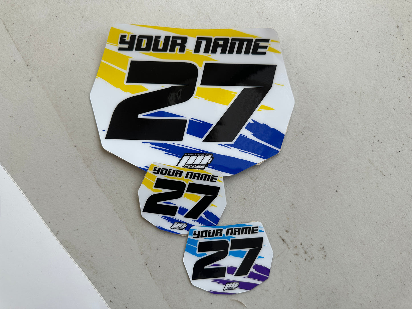 Personalized balance bike front plate decal example