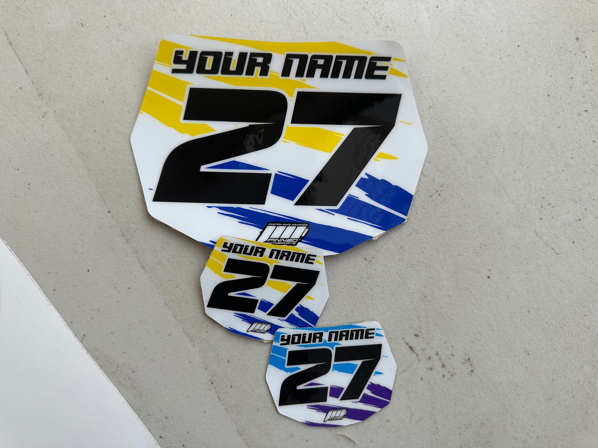 Personalized balance bike front plate decal example