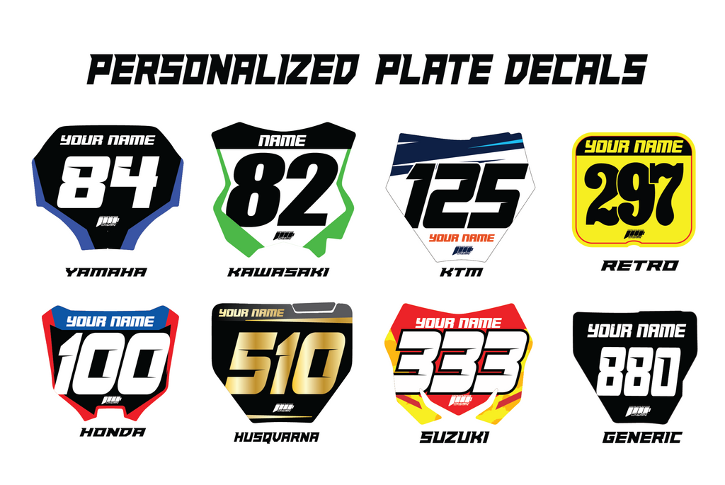 Personalized Number Plate Decals with sizes