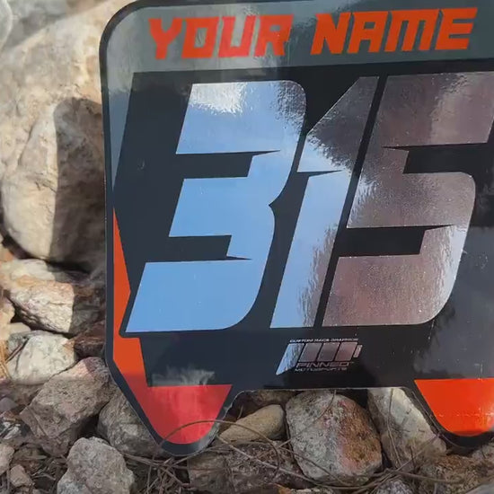 Chrome ODI Downhill Front Plate Decals, Chrome Name Number Plate decals, Fulll Color Chrome ODI MTB Plate Decals