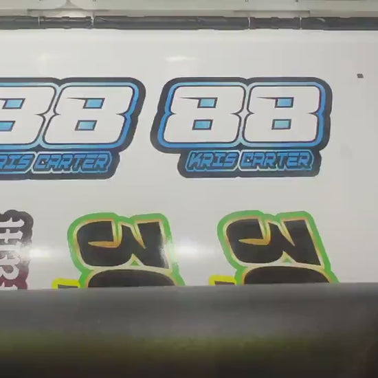 Metallic Name & Number Decals, Metallic Waterproof Metallic Stickers, Gold Motorsports Decals, Holographic Stickers
