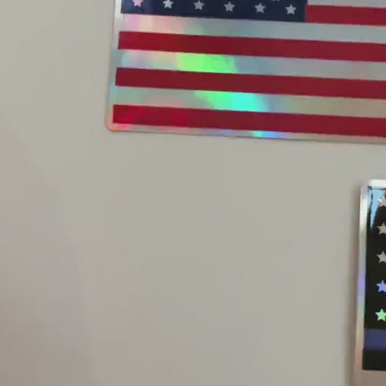 Holographic USA Flag Decal: Waterproof American Bumper Sticker