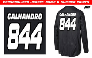 Personalized Rider ID Jersey Name and Number Iron-On Prints