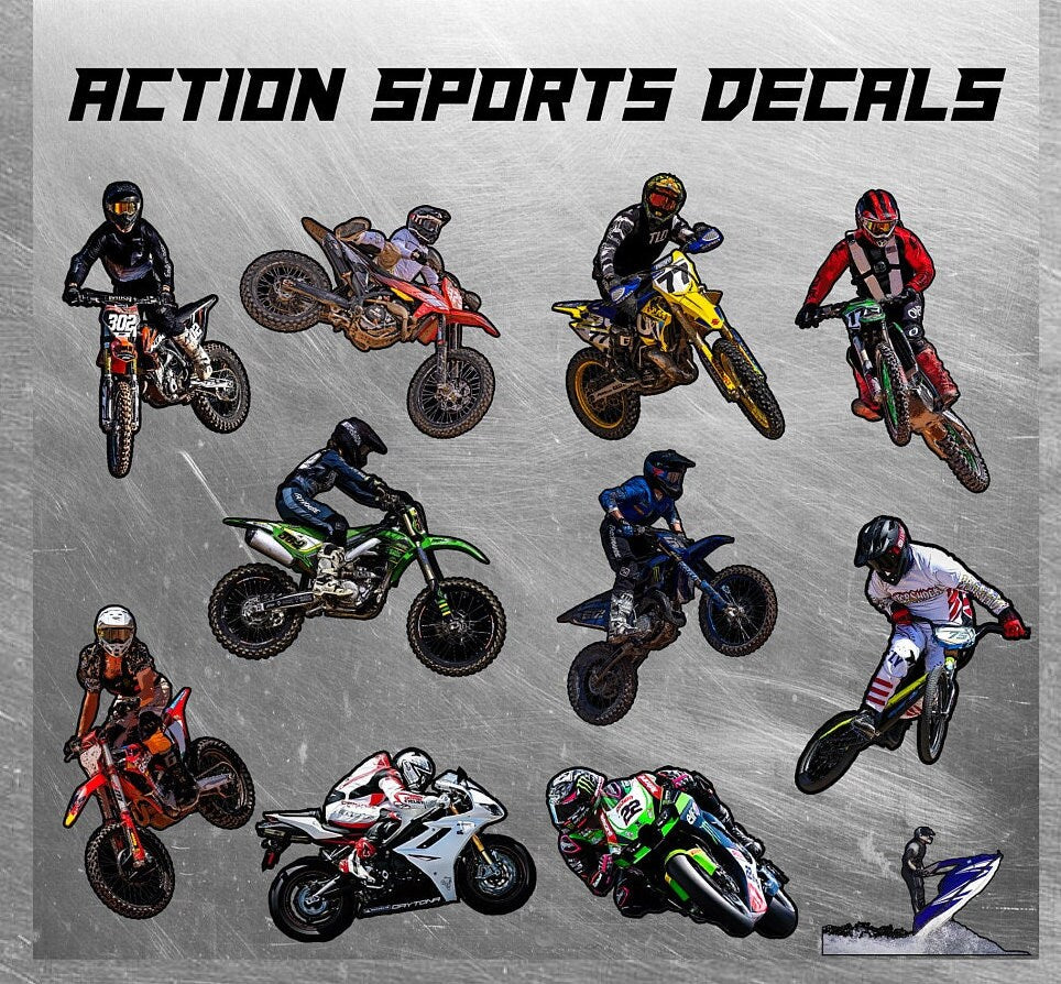Action Sports Decals, Custom Photo Decal, Motocross Decals, Waterproof Decals, Personalized Decals