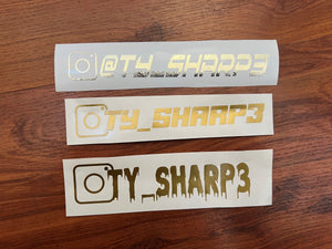 Gold Flake and Metallic Gold Custom Instagram Name Decal, Personalized Instagram Stickers, Social Medial Decals