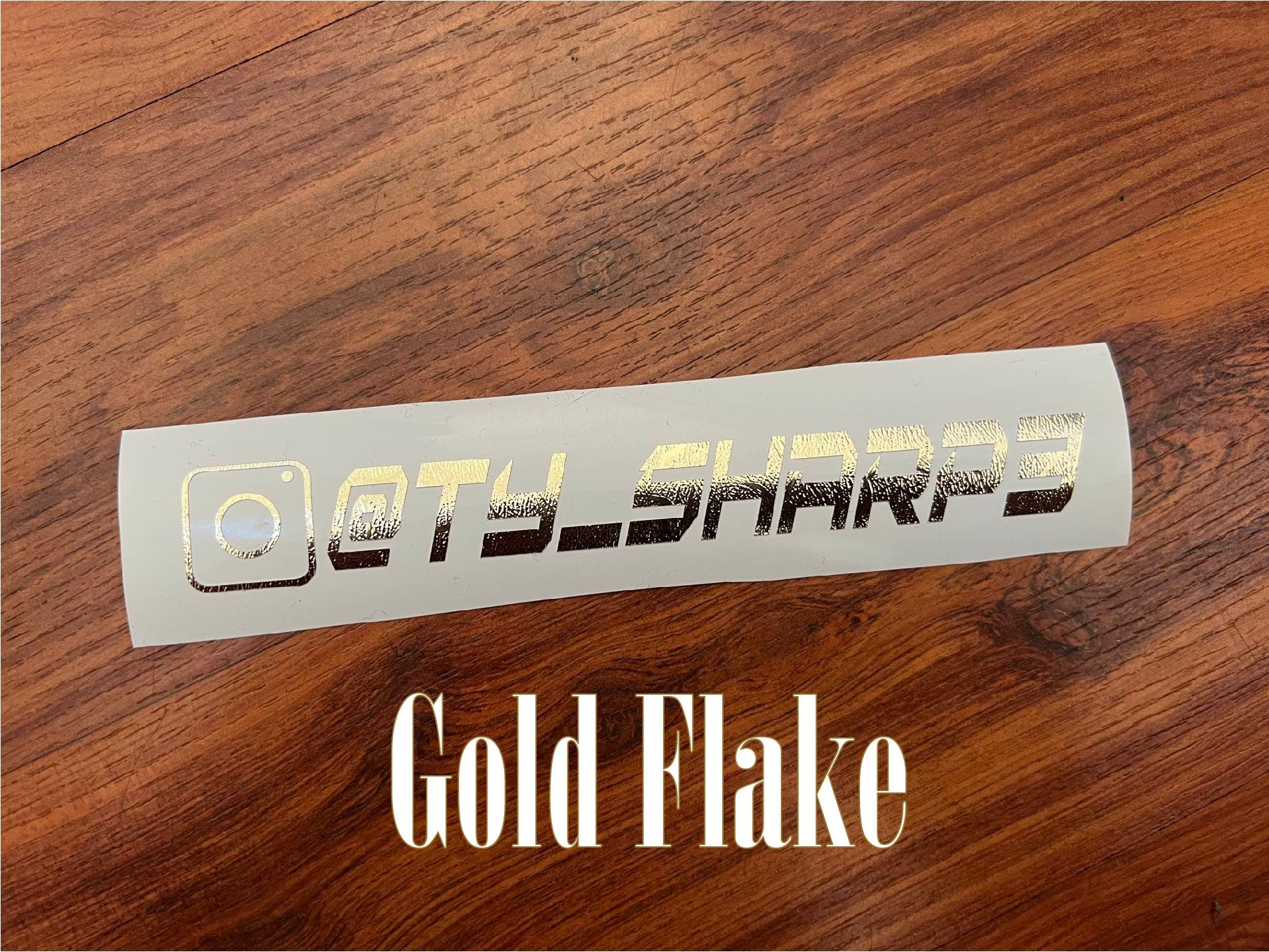 Gold Flake and Metallic Gold Custom Instagram Name Decal, Personalized Instagram Stickers, Social Medial Decals