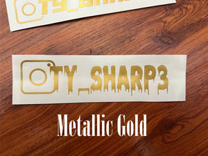 Gold Flake and Metallic Gold Custom Instagram Name Decal, Personalized Instagram Stickers, Social Medial Decals