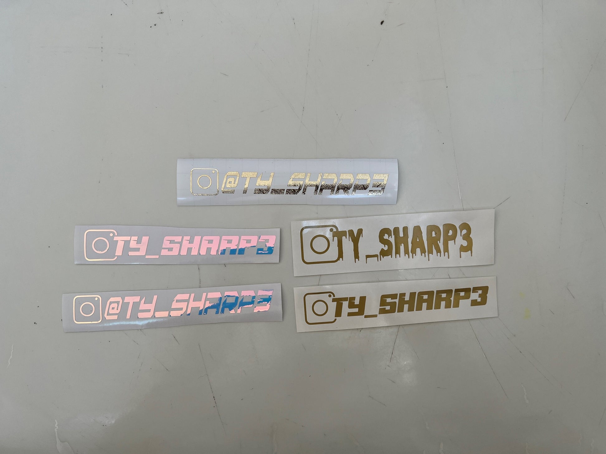 Gold Flake and Metallic Gold Custom Instagram Name Decal, Personalized Instagram Stickers, Social Medial Decals