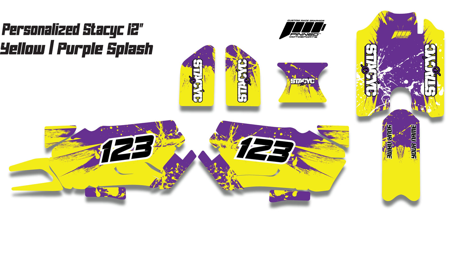 Personalized 12" Brushless Stacyc Splash Graphics kit, 12" Stacyc Custom Graphics, Stacyc Graphics Kit, 12" Brushless Stacyc Decals