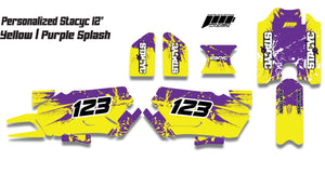 Personalized 12" Brushless Stacyc Splash Graphics kit, 12" Stacyc Custom Graphics, Stacyc Graphics Kit, 12" Brushless Stacyc Decals