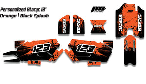 Personalized 12" Brushless Stacyc Splash Graphics kit, 12" Stacyc Custom Graphics, Stacyc Graphics Kit, 12" Brushless Stacyc Decals