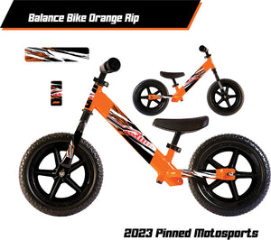 Strider 12" Orange Rip Bike Decals, Personalized Strider Decals, Strider 12" Balance Bike Graphics, 12" Strider Graphics