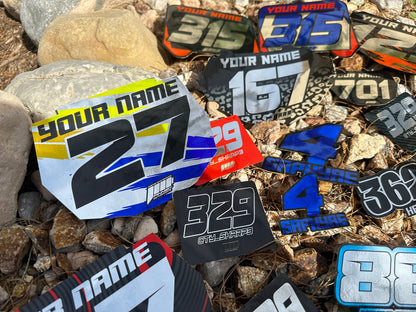 Full Color Chrome Balance Bike Front Plate Decals, Chrome Name Number Plate decals, Balance Bike Decals