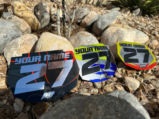 Full Color Chrome Balance Bike Front Plate Decals, Chrome Name Number Plate decals, Balance Bike Decals