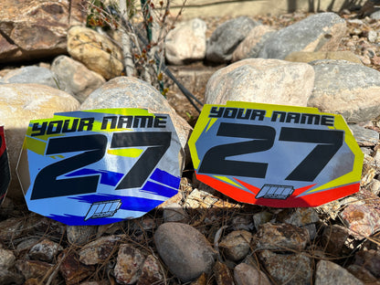 Solid Colored Chrome Balance Bike Decals, Balance Bike Name Number Plate decals