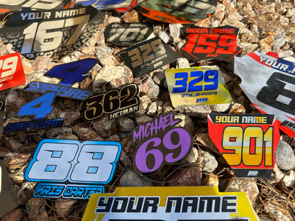 Solid Colored Chrome Balance Bike Decals, Balance Bike Name Number Plate decals