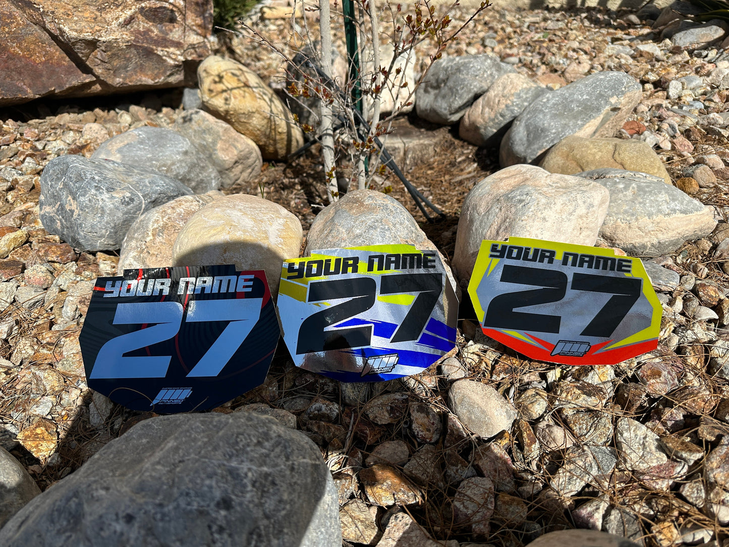 Solid Colored Chrome Balance Bike Decals, Balance Bike Name Number Plate decals