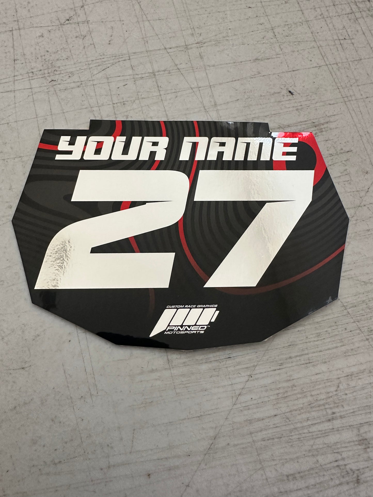 Full Color Chrome Balance Bike Front Plate Decals, Chrome Name Number Plate decals, Balance Bike Decals