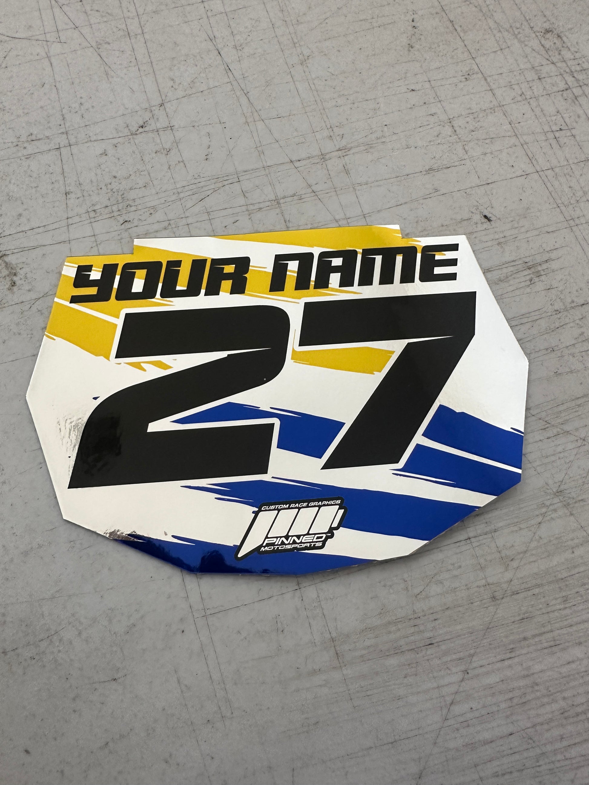 Full Color Chrome Balance Bike Front Plate Decals, Chrome Name Number Plate decals, Balance Bike Decals